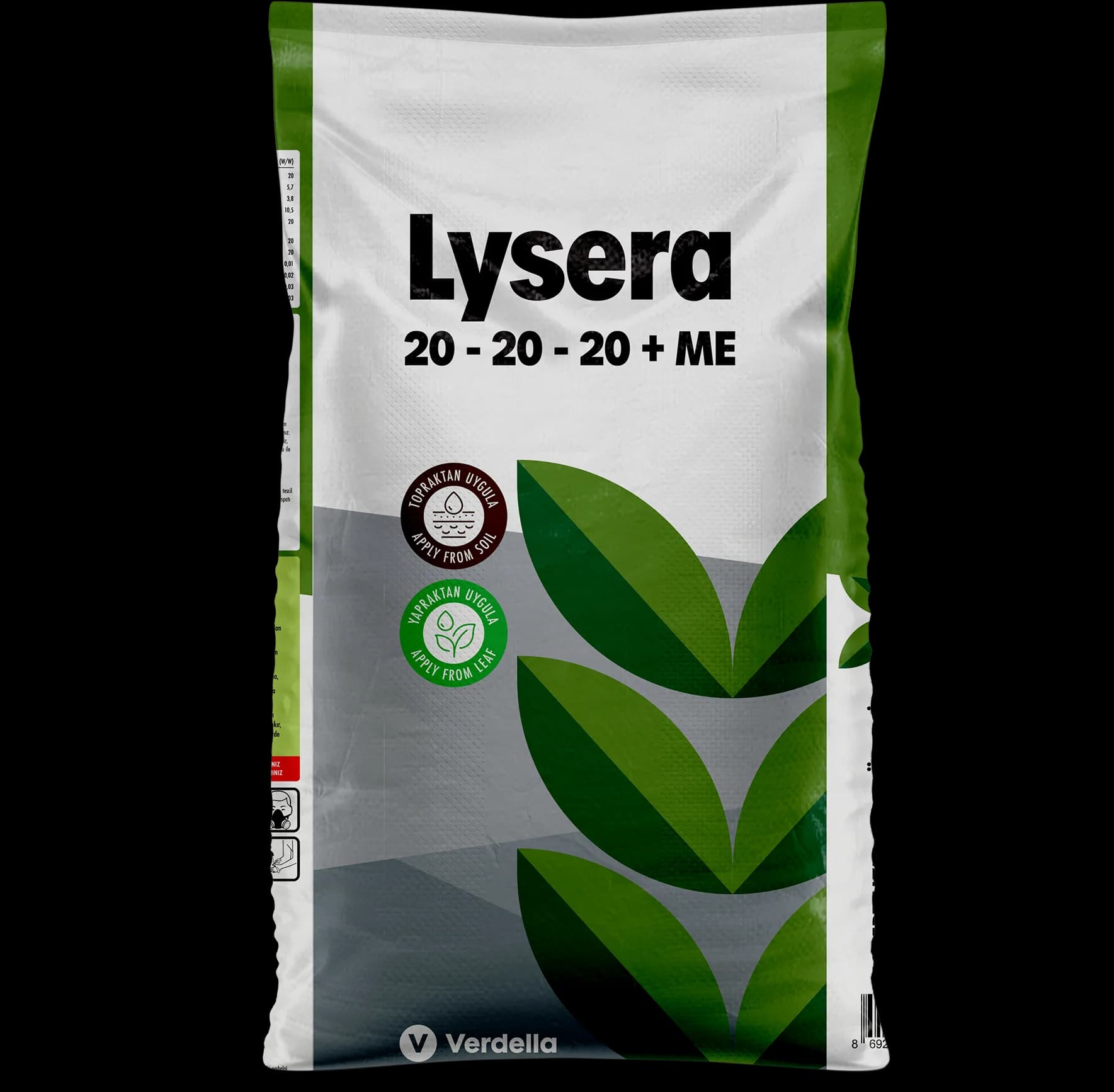 Lysera 20-20-20 dengeli NPK bitki besleme ürünü ambalajı